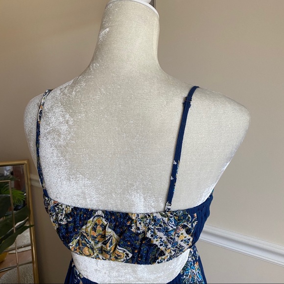 Free People Blue Boho Cut Out Cropped Jumpsuit XS - Picture 10 of 14